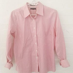 Lands’ End Red and White Pinstripe Blouse